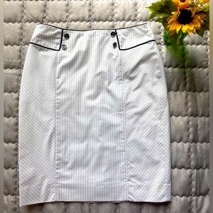 White House Black Market pencil skirt. White color with black lines